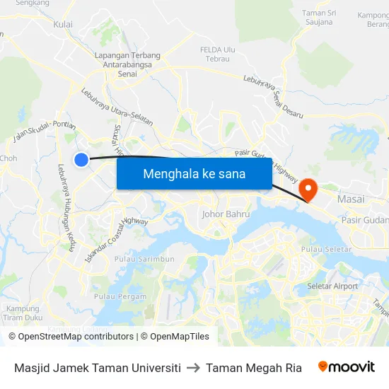 Masjid Jamek Taman Universiti to Taman Megah Ria map