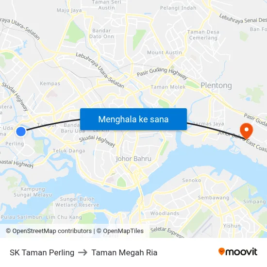 SK Taman Perling to Taman Megah Ria map