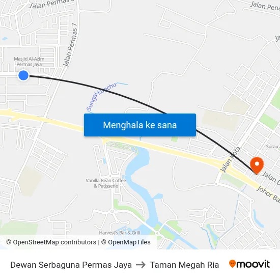 Dewan Serbaguna Permas Jaya to Taman Megah Ria map