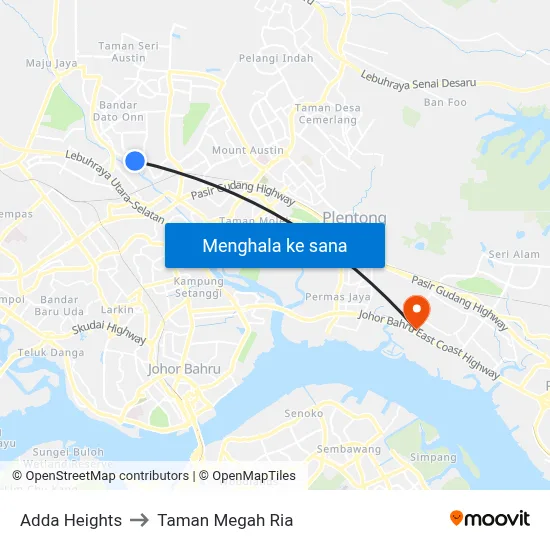 Adda Heights to Taman Megah Ria map