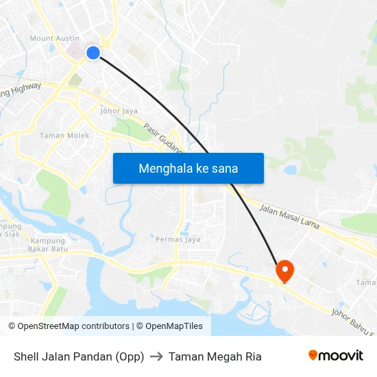 Shell Jalan Pandan (Opp) to Taman Megah Ria map