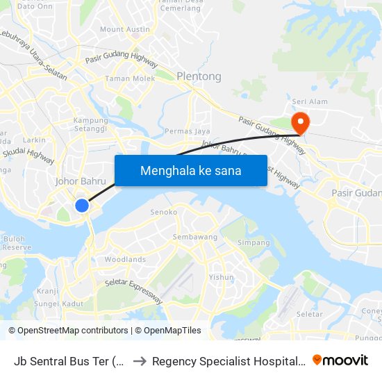 Jb Sentral Bus Ter (47711) to Regency Specialist Hospital Sdn Bhd map