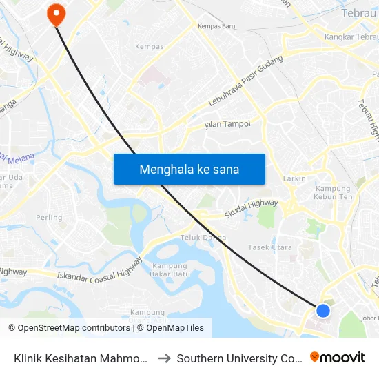 Klinik Kesihatan Mahmoodiah to Southern University College map