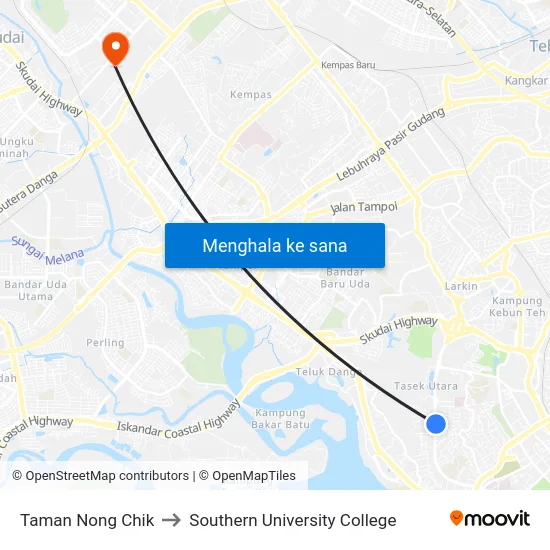 Taman Nong Chik to Southern University College map