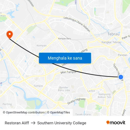Restoran Aliff to Southern University College map