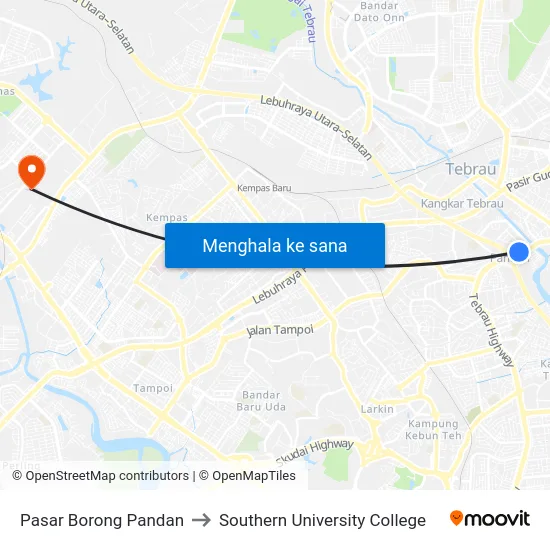 Pasar Borong Pandan to Southern University College map