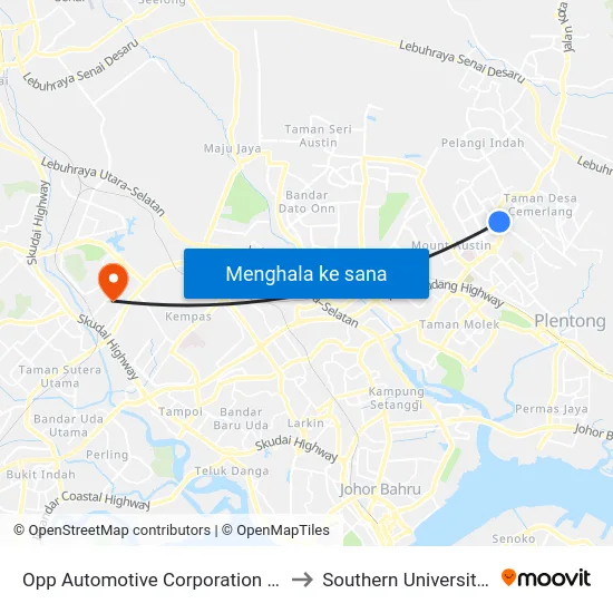 Opp Automotive Corporation (M) Sdn. Bhd to Southern University College map