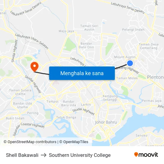 Shell Bakawali to Southern University College map