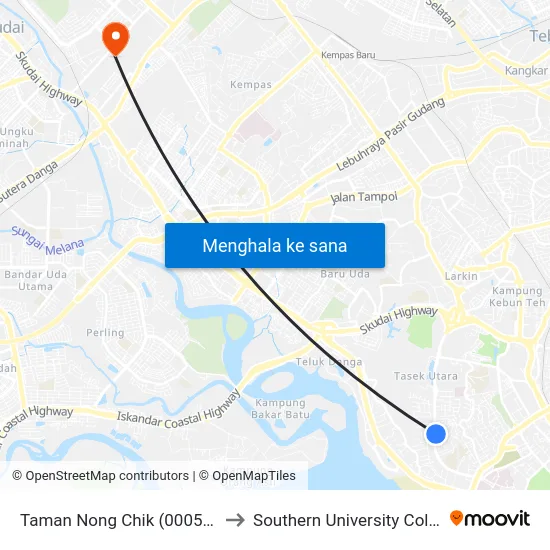 Taman Nong Chik (0005495) to Southern University College map