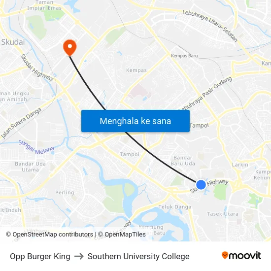 Opp Burger King to Southern University College map