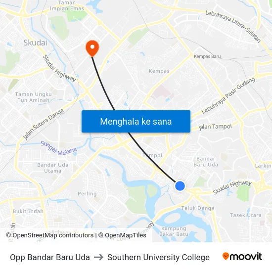 Opp Bandar Baru Uda to Southern University College map
