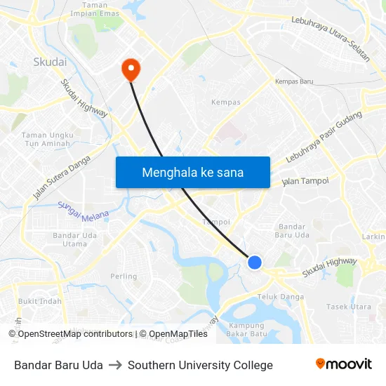 Bandar Baru Uda to Southern University College map