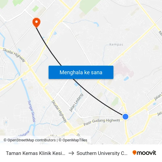 Taman Kemas Klinik Kesihatan to Southern University College map