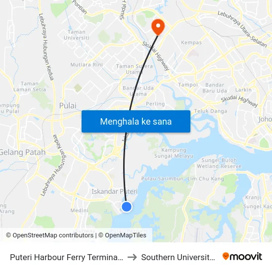 Puteri Harbour Ferry Terminal (0008130) to Southern University College map