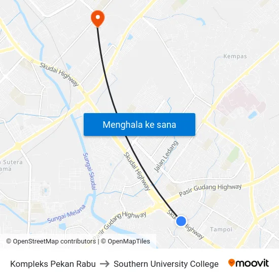 Kompleks Pekan Rabu to Southern University College map