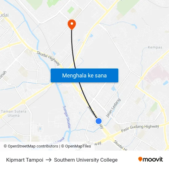 Kipmart Tampoi to Southern University College map