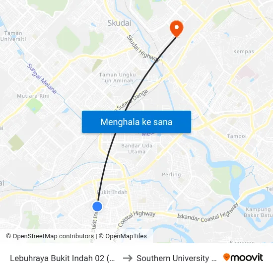 Lebuhraya Bukit Indah 02 (0000403) to Southern University College map