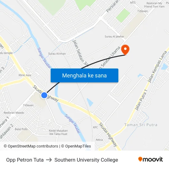 Opp Petron Tuta to Southern University College map
