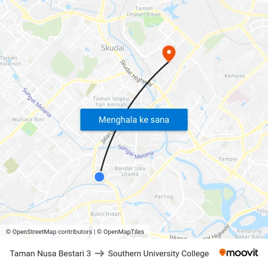 Taman Nusa Bestari 3 to Southern University College map