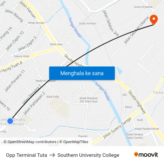 Opp Terminal Tuta to Southern University College map