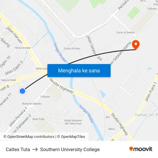 Caltex Tuta to Southern University College map