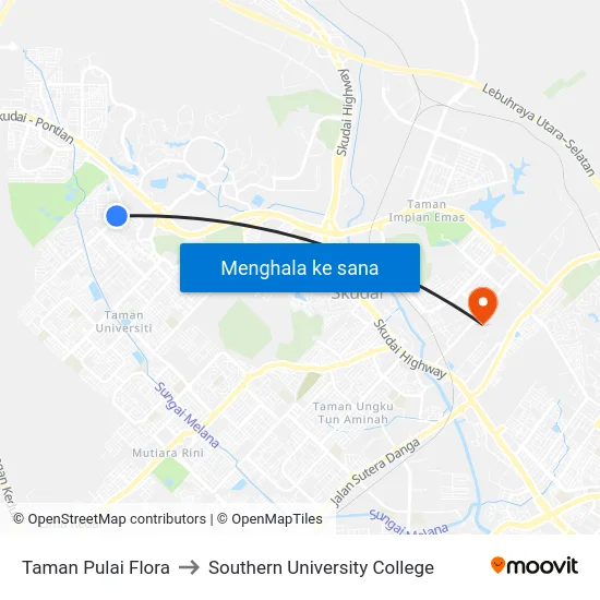 Taman Pulai Flora to Southern University College map