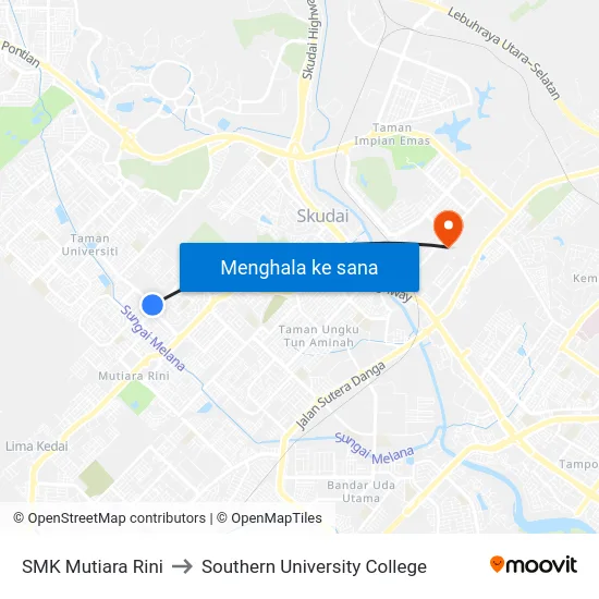SMK Mutiara Rini to Southern University College map
