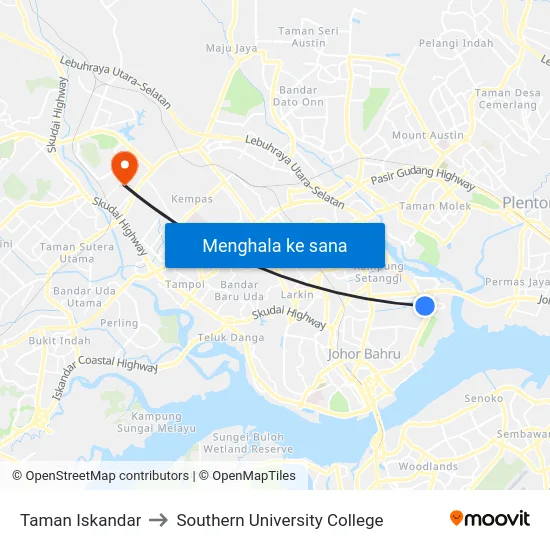 Taman Iskandar to Southern University College map