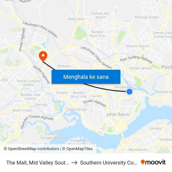 The Mall, Mid Valley Southkey to Southern University College map