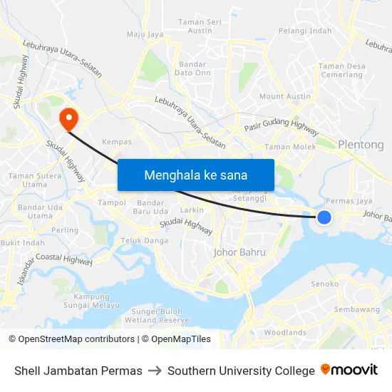 Shell Jambatan Permas to Southern University College map