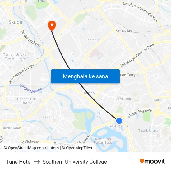 Tune Hotel to Southern University College map