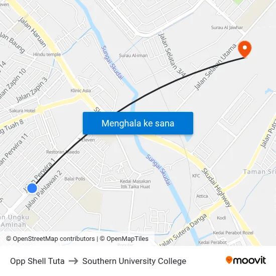 Opp Shell Tuta to Southern University College map