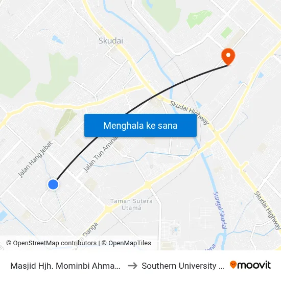 Masjid Hjh. Mominbi Ahmad Angullia to Southern University College map