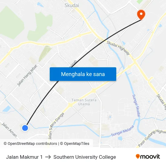 Jalan Makmur 1 to Southern University College map