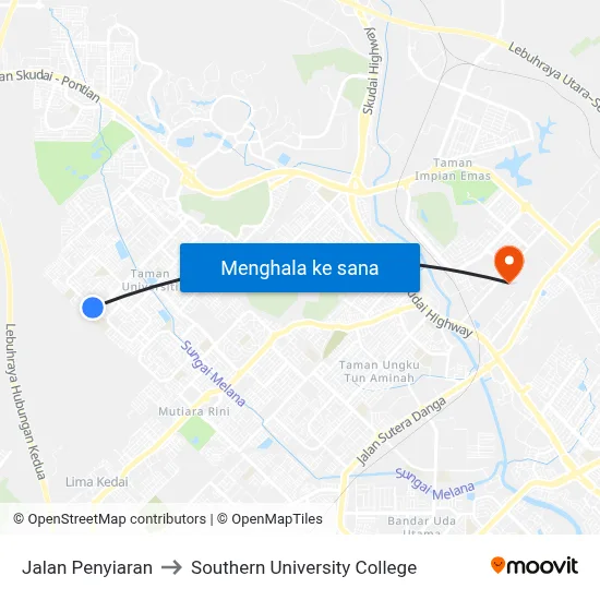 Jalan Penyiaran to Southern University College map