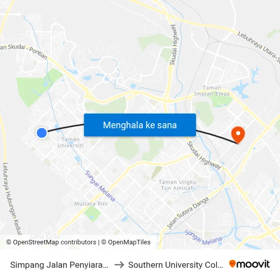 Simpang Jalan Penyiaran 51 to Southern University College map