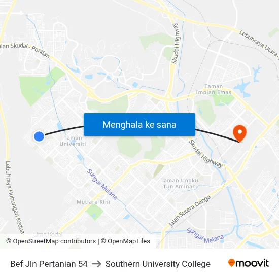 Bef Jln Pertanian 54 to Southern University College map