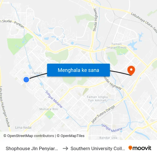 Shophouse Jln Penyiaran 2 to Southern University College map