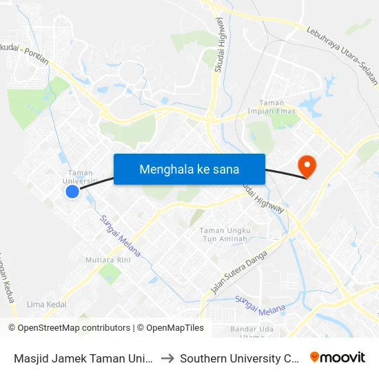 Masjid Jamek Taman Universiti to Southern University College map