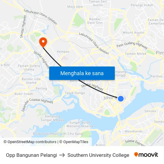 Opp Bangunan Pelangi to Southern University College map