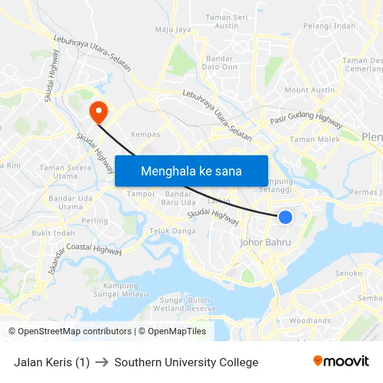 Jalan Keris (1) to Southern University College map