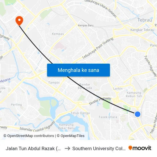 Jalan Tun Abdul Razak (Opp) to Southern University College map