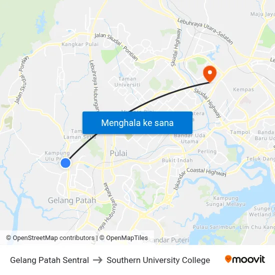 Gelang Patah Sentral to Southern University College map