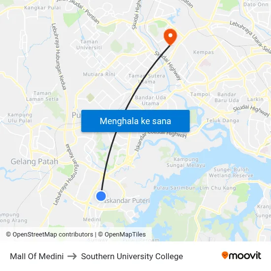 Mall Of Medini to Southern University College map