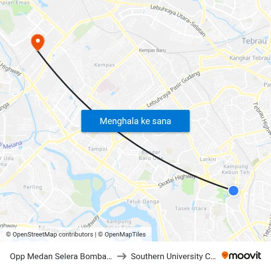 Opp Medan Selera Bomba Larkin to Southern University College map