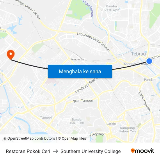 Restoran Pokok Ceri to Southern University College map
