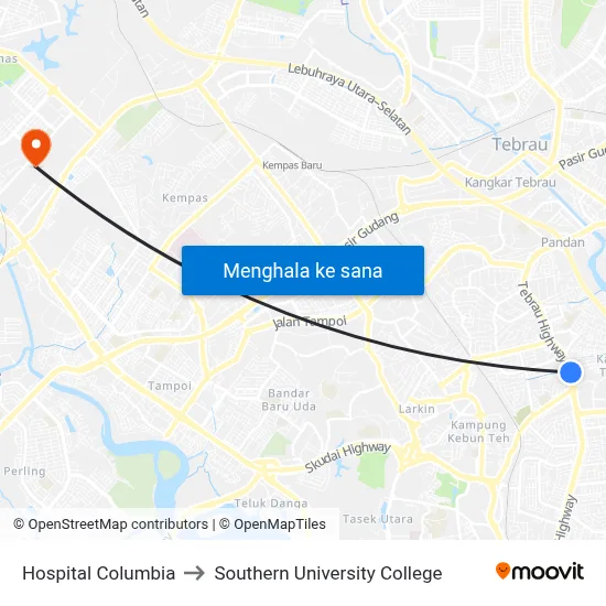 Hospital Columbia to Southern University College map