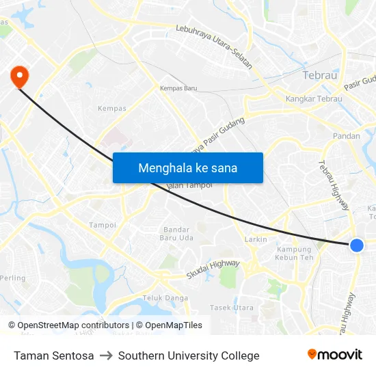Taman Sentosa to Southern University College map