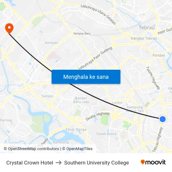 Crystal Crown Hotel to Southern University College map