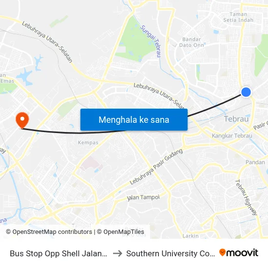 Bus Stop Opp Shell Jalan Daya to Southern University College map